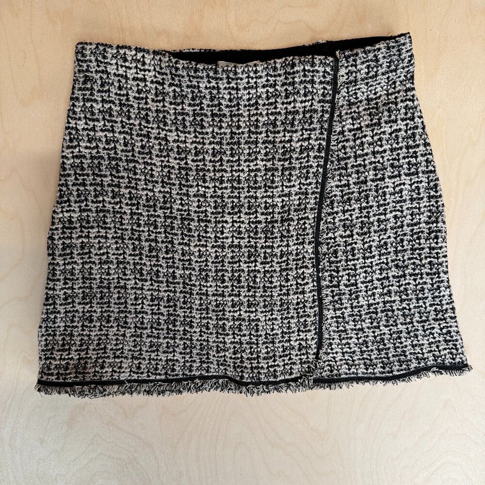 Max studio black tweed faux wrap mini skirt NWT